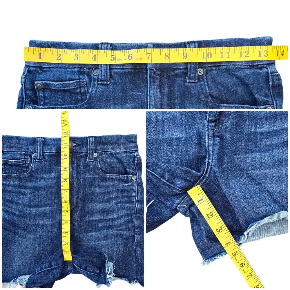 Hi-Rise Cutoff Shorts AEO Size 6 Curvy Shortie Dark Stretch Denim Jean Super Hi - Picture 5 of 6